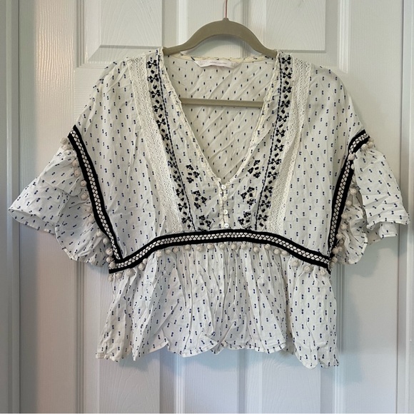 Zara blue and white blouse - Picture 1 of 7